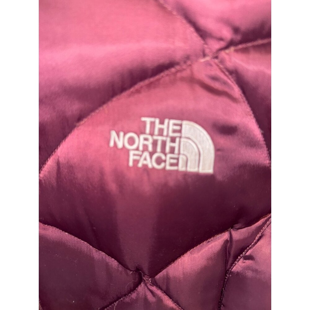 The North Face Girl 550 Goose Down Puffer Jacket L Burgundy Quilted Winter Coat - Picture 9 of 9